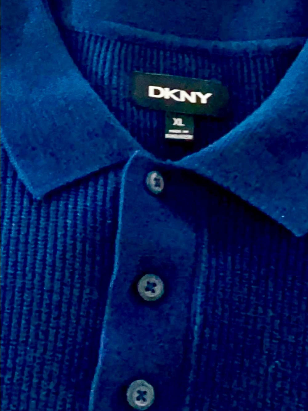 DKNY Men’s Deep Blue Ribbed Polo